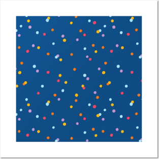 Party confetti on blue background Posters and Art